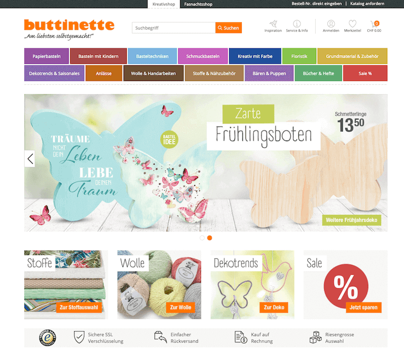 Buttinette Schweiz Online Shop Schweiz Versand ch
