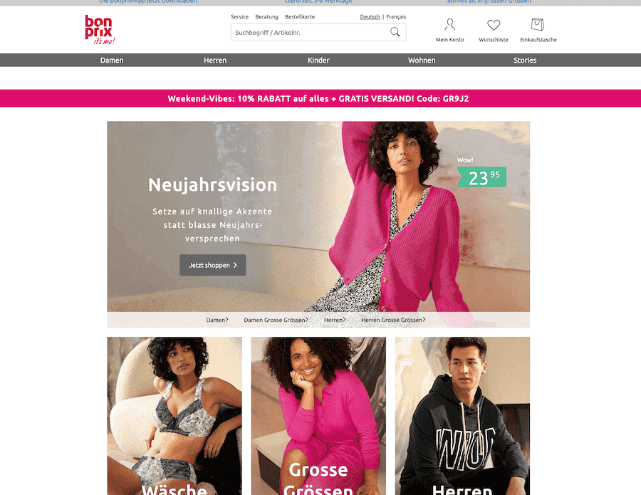 Bonprix online Shop Schweiz
